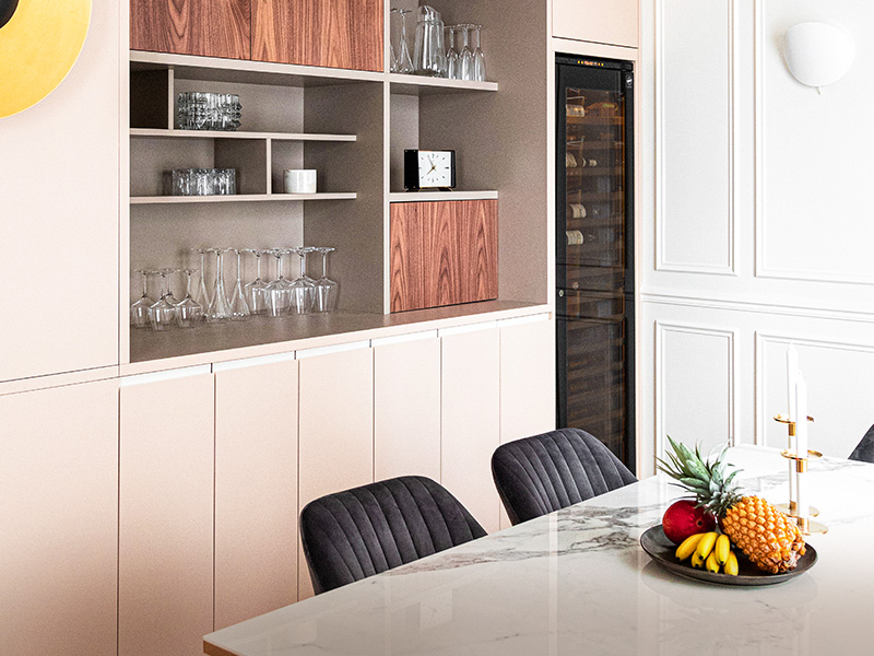 Flush fitting wine cabinet