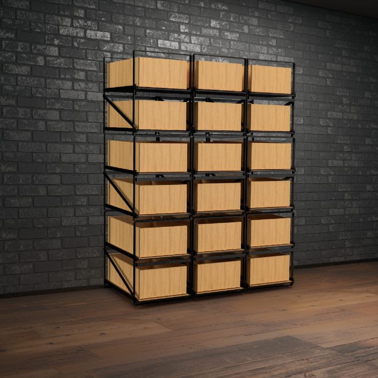 Storage system for 12-bottle wine cases
