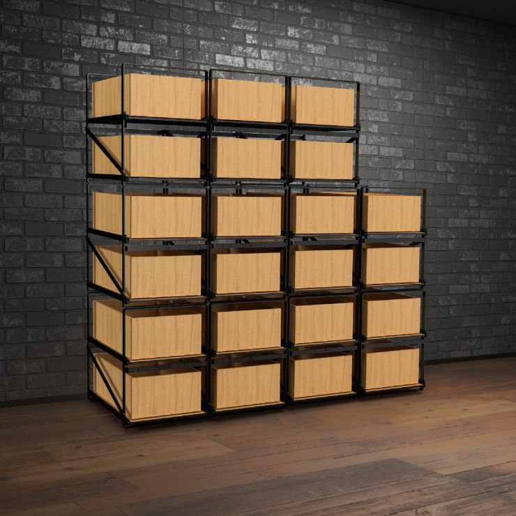 Storage system for 12-bottle wine cases