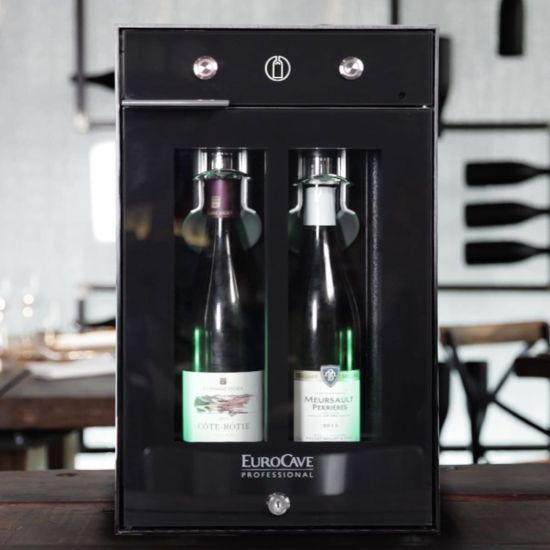2-bottle wine bar - brings wine to the correct temperature and preserves open bottles
