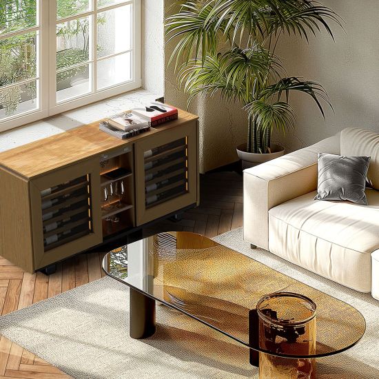 2-temperature sideboard wine cabinet in light oak - Harmonie