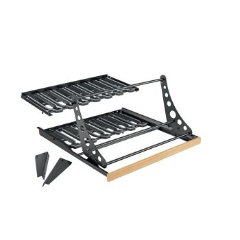 Horizontal display support for sliding shelves