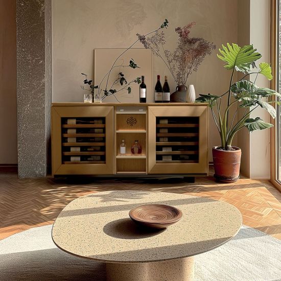 2-temperature sideboard wine cabinet in light oak - Harmonie