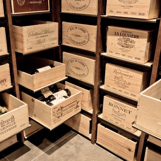Storage system for 12-bottle wine cases