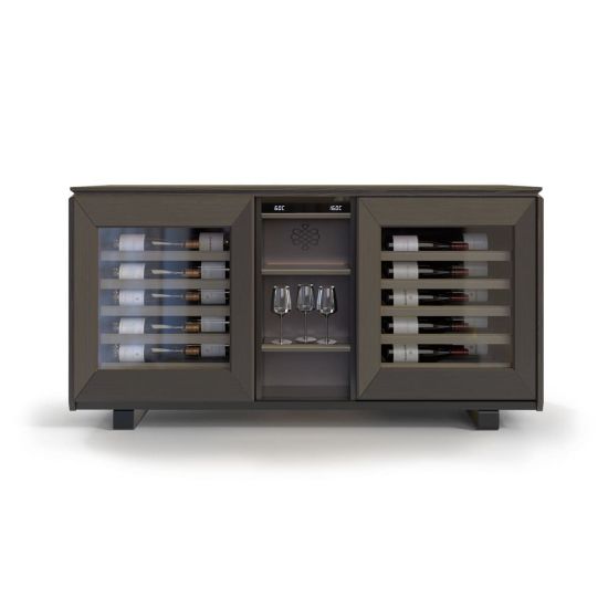 2-temperature sideboard wine cabinet in brown smoked - Harmonie