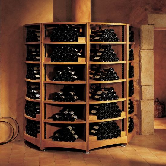 Solid oak modular storage for custom wine cellar - Modulothèque