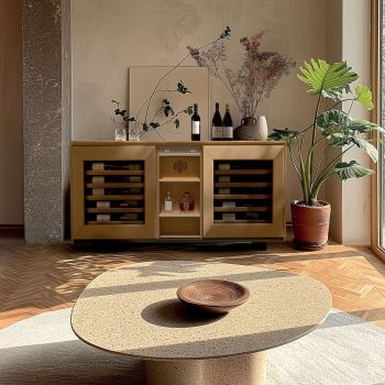 2-temperature sideboard wine cabinet in light oak - Harmonie