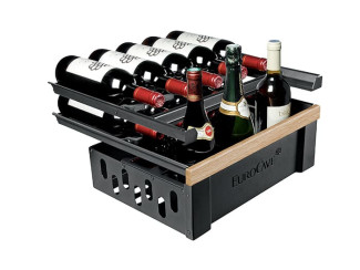 Drawer rack for storing open bottles upright in a wine cooler