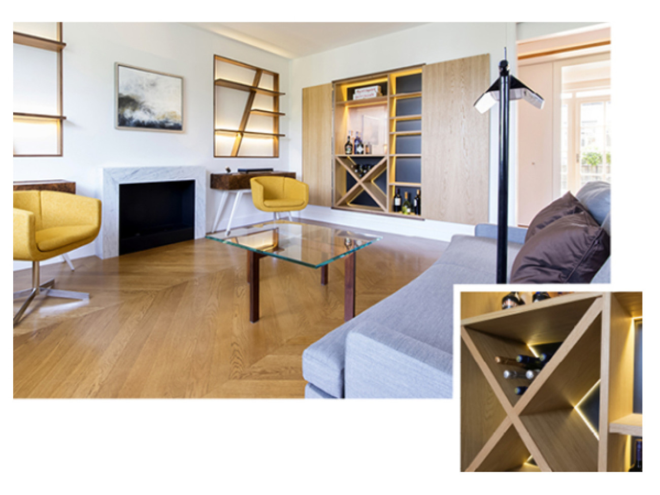 Deco trend - Penthouse kitchen renovation project with a built-in wine cooler in London - Architect Patrick Dougherty