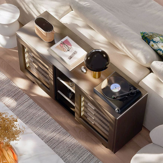 Smoked brown veneered glass door unit with 2 temperature zones