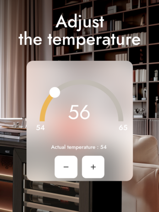 Temperature control of the Harmonie wine cabinet with EuroCave Connect ensures optimal storage conditions.