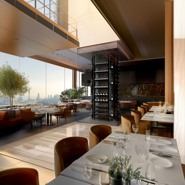 Wine showcase in a restaurant. Professional wine presentation to spark customer interest and boost additional sales.