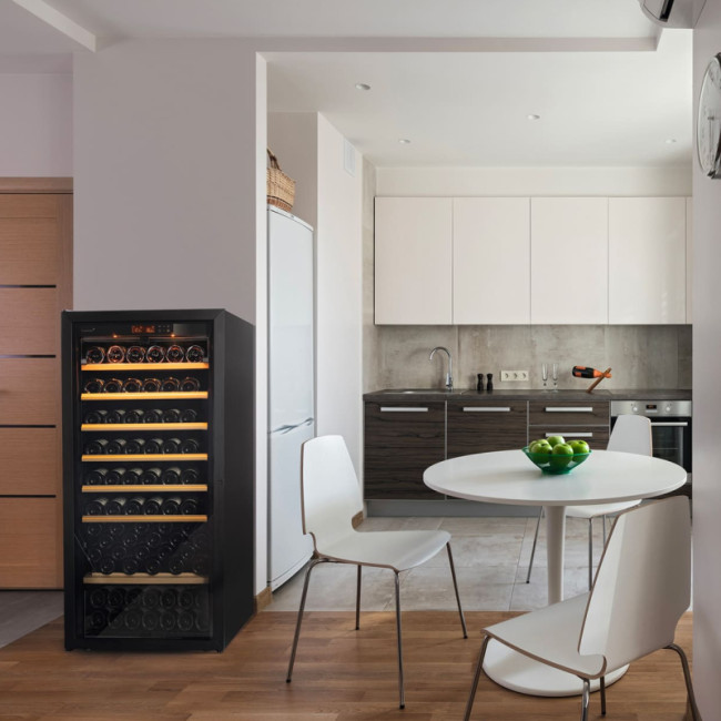 3-temperature wine cooler - also called multi-function, multi-zone or multi-purpose cabinet - different zones to bring wine to temperature for drinking quickly or keep it for a few years.