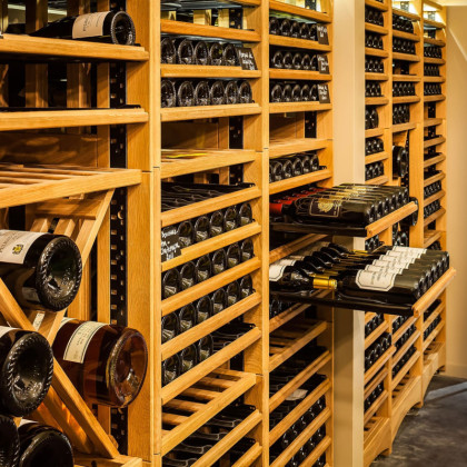 Solid oak wine racks by David Butler for EuroCave at the Till House project.